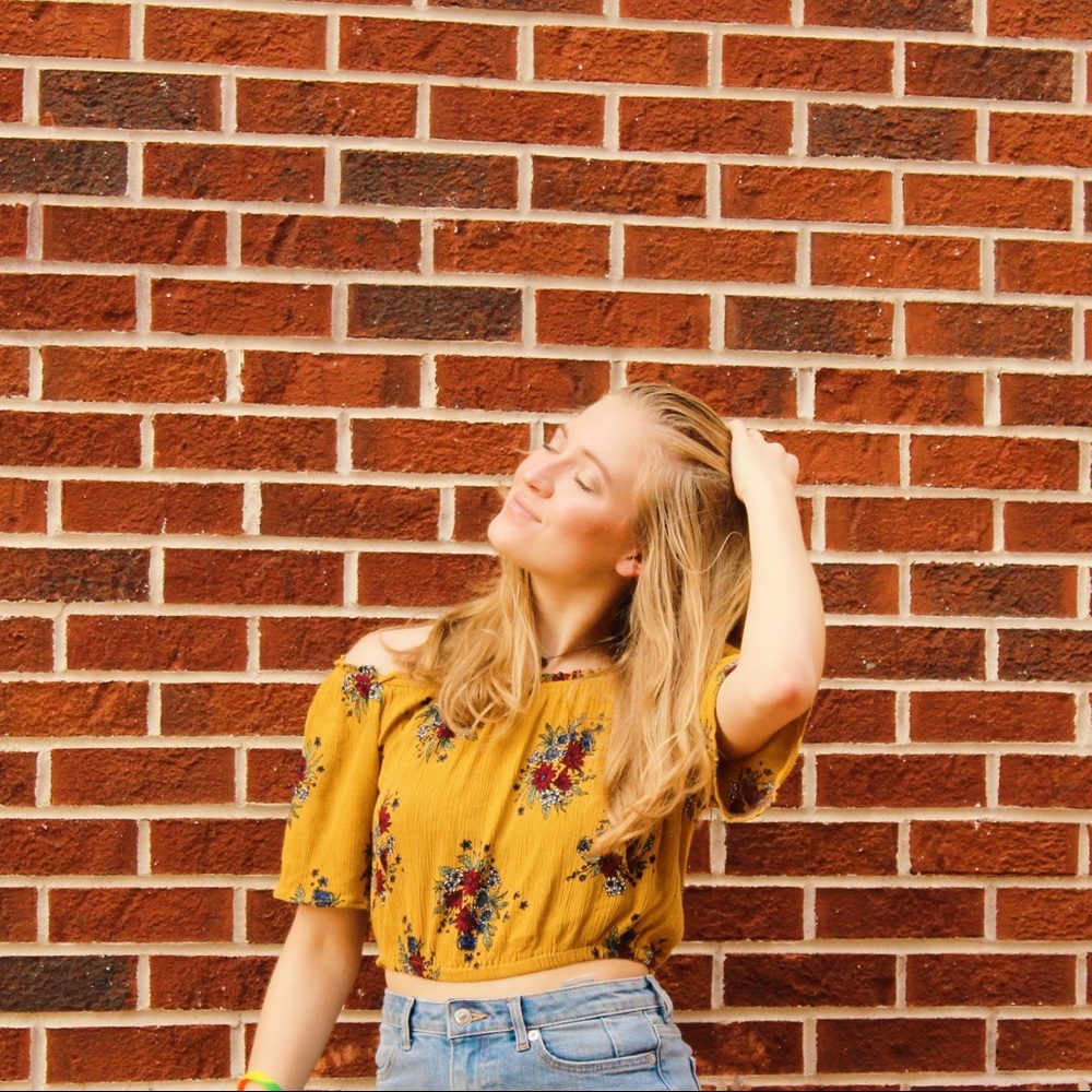 Yellow floral off the shoulder top